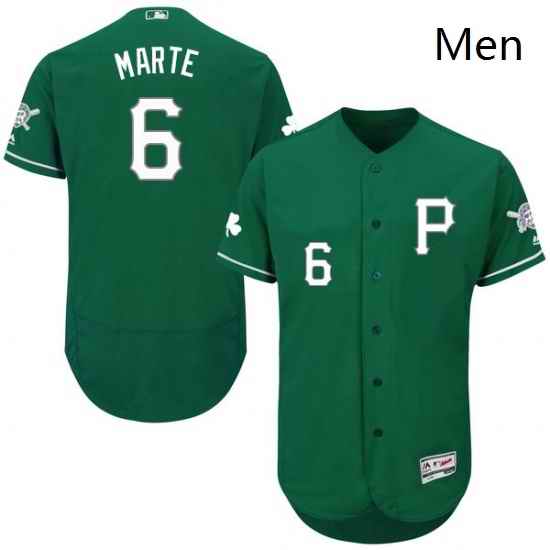 Mens Majestic Pittsburgh Pirates 6 Starling Marte Green Celtic Flexbase Authentic Collection MLB Jersey